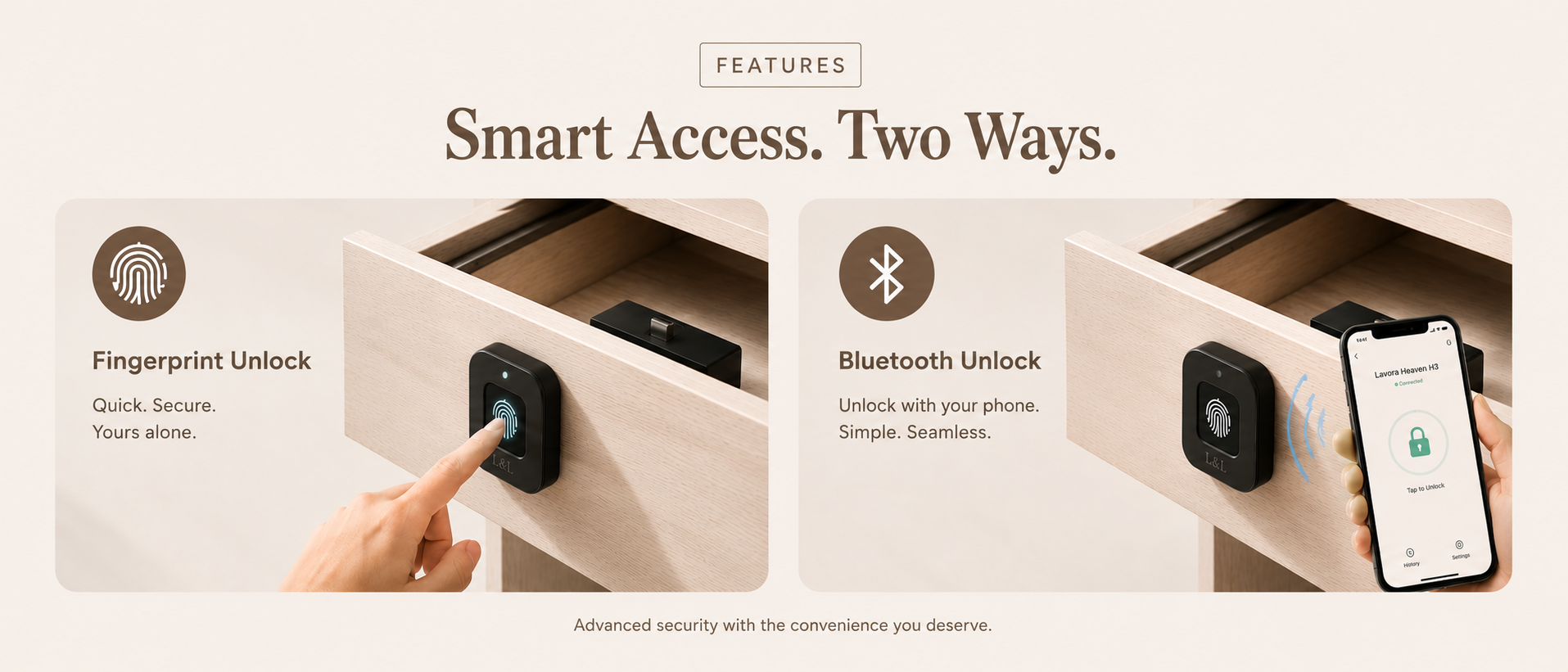 LAVORA VAULT V1 Smart Furniture Lock | Fingerprint & Bluetooth Access