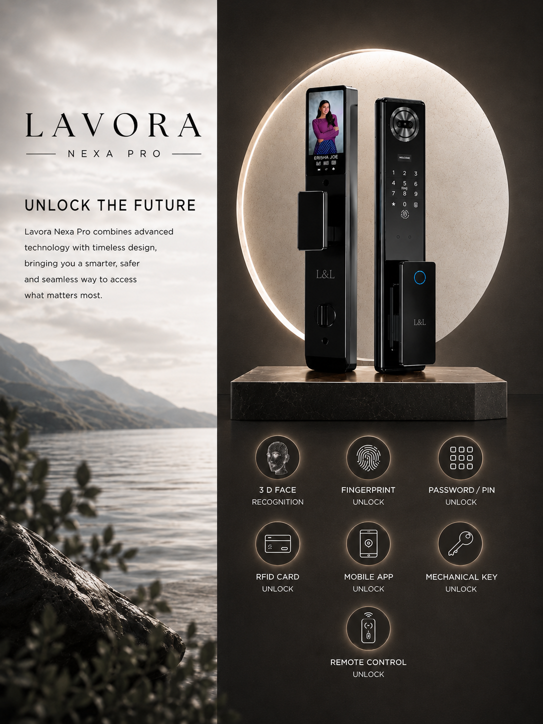 LAVORA NEXA PRO Smart Lock | 3D Face Recognition, Video Calling & Remote Unlock