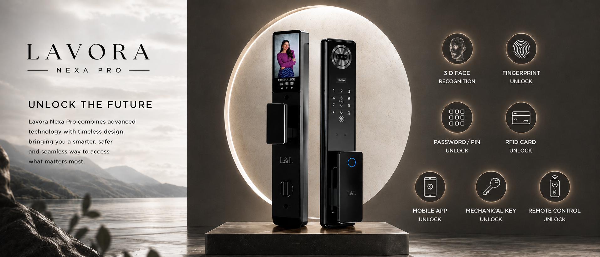 LAVORA NEXA PRO Smart Lock | 3D Face Recognition, Video Calling & Remote Unlock
