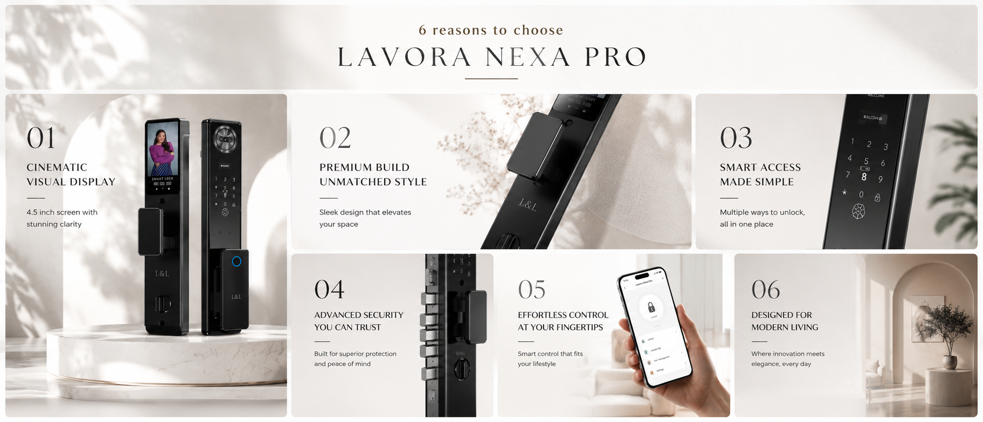 LAVORA NEXA PRO Smart Lock | 3D Face Recognition, Video Calling & Remote Unlock