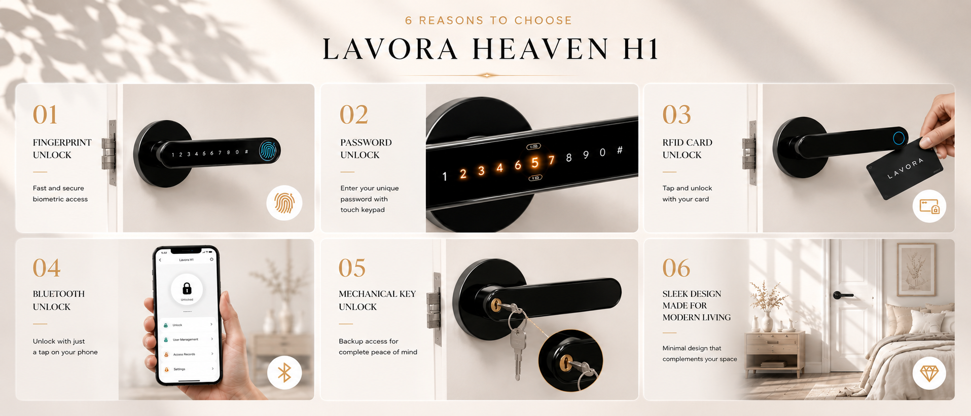 LAVORA HEAVEN H1 Smart Lock | Bluetooth, Fingerprint & PIN Access