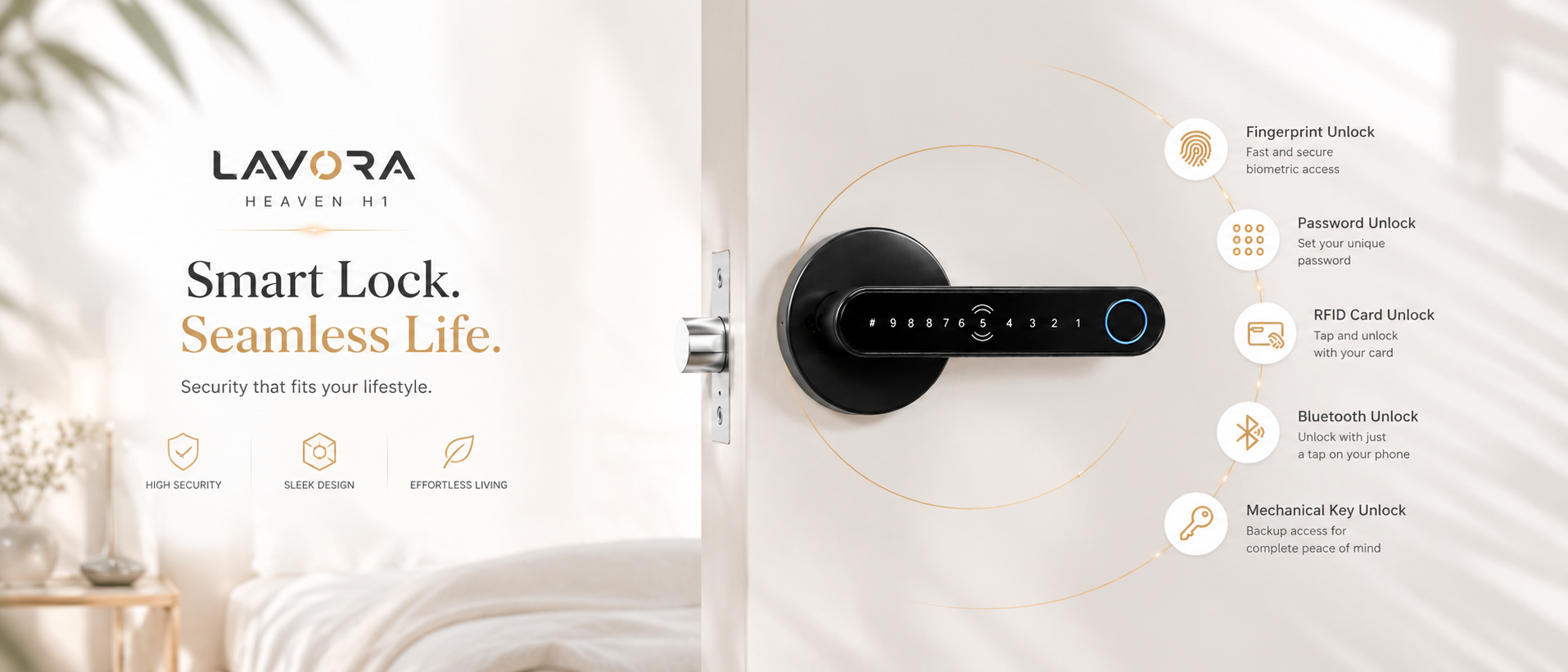 LAVORA HEAVEN H1 Smart Lock | Bluetooth, Fingerprint & PIN Access