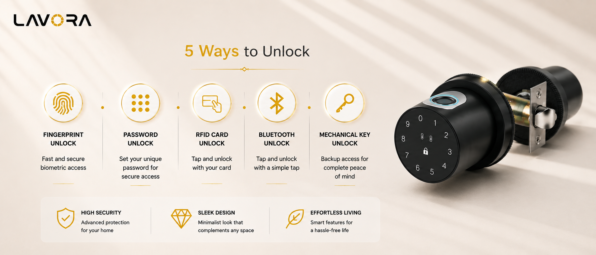 LAVORA HEAVEN H2 Smart Lock | Bluetooth Fingerprint Door Lock