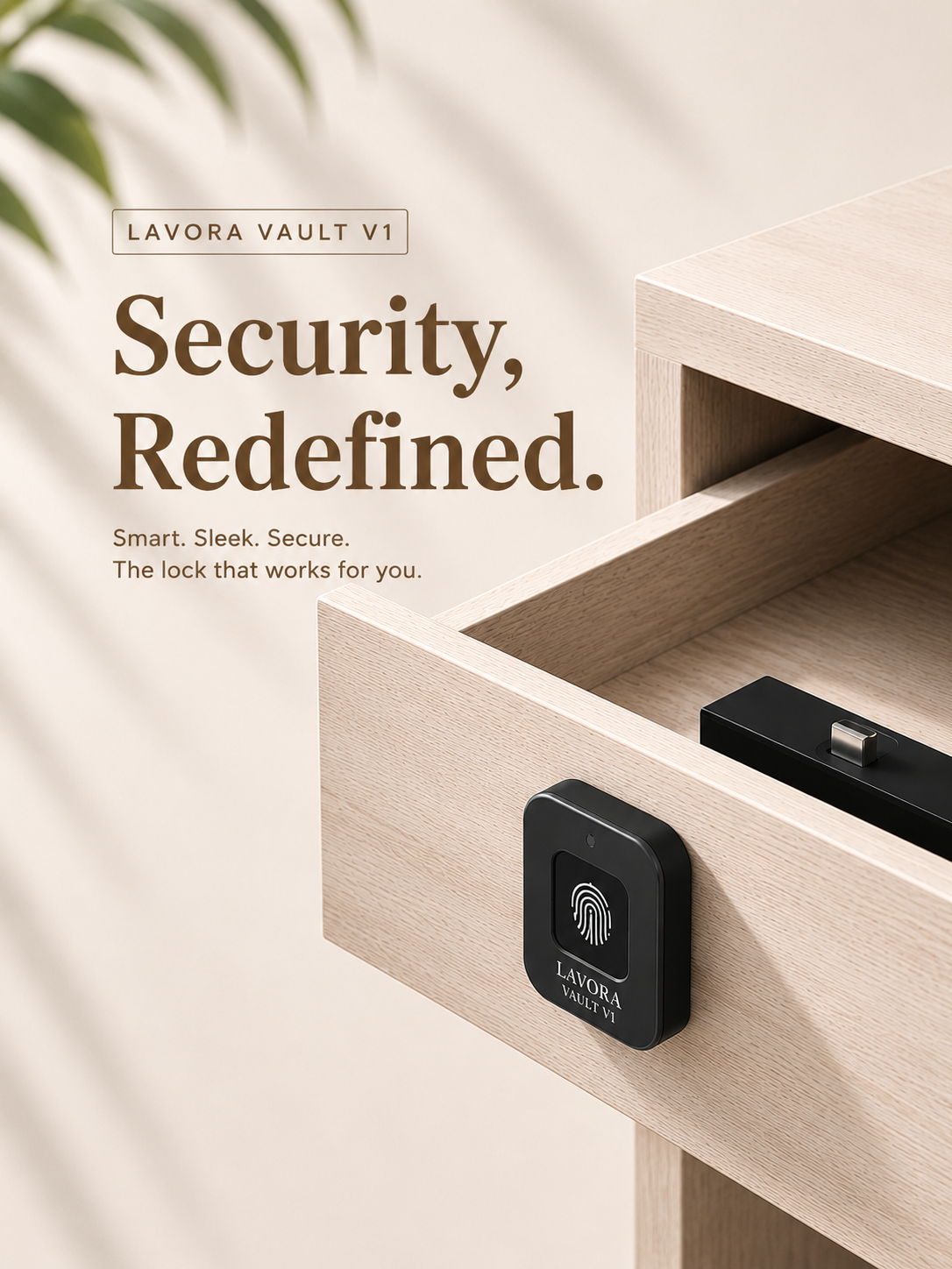 LAVORA VAULT V1 Smart Furniture Lock | Fingerprint & Bluetooth Access