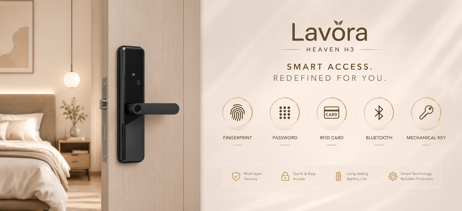 LAVORA HEAVEN H3 Smart Lock | Premium Bedroom Security Lock