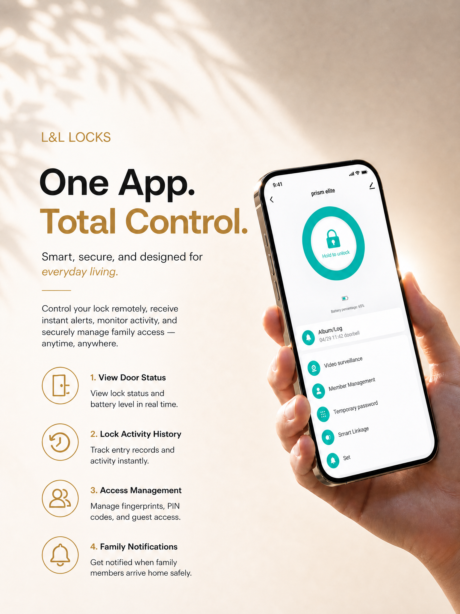 LAVORA EDGE Smart Lock | Fingerprint & App Control for Aluminium Doors