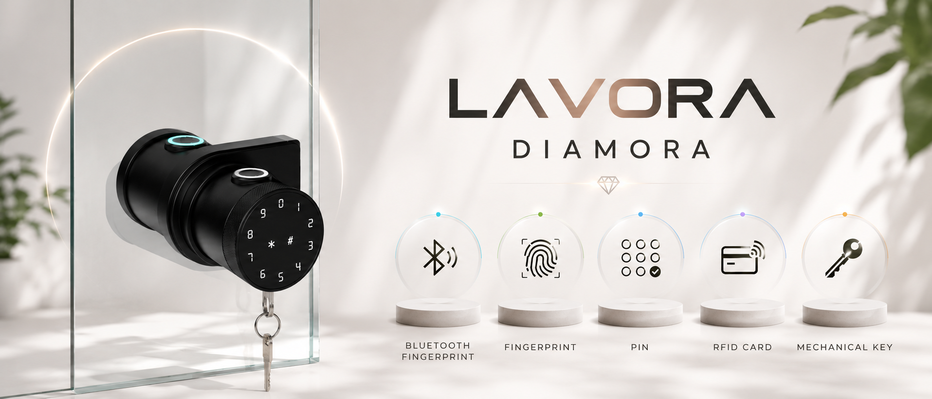LAVORA DIAMORA Smart Glass Door Lock | Fingerprint Security for Glass Doors