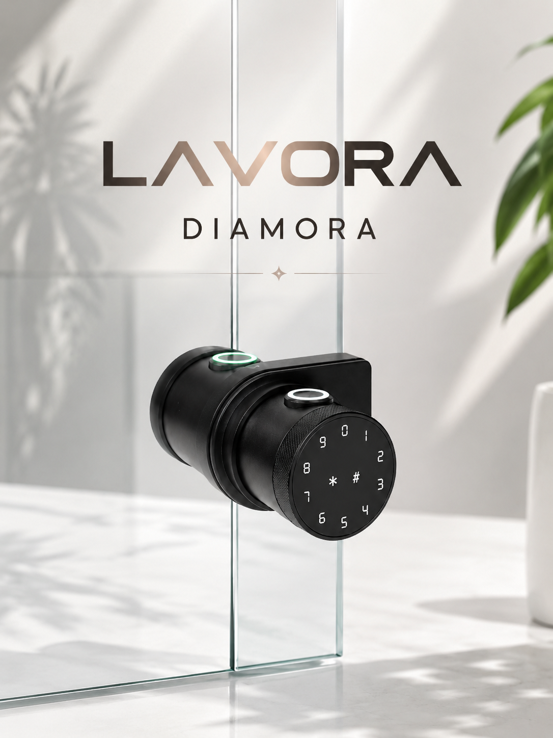 LAVORA DIAMORA Smart Glass Door Lock | Fingerprint Security for Glass Doors