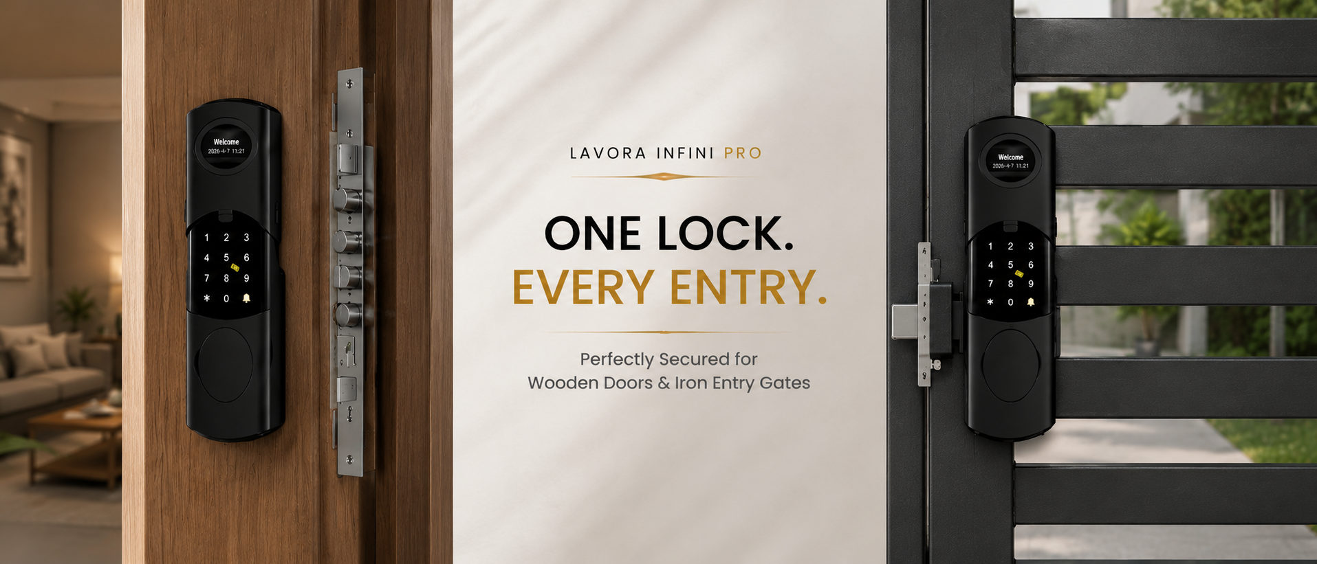 LAVORA INFINI PRO Smart Lock | Advanced App-Controlled Smart Security, Dual Rim Fingerprint