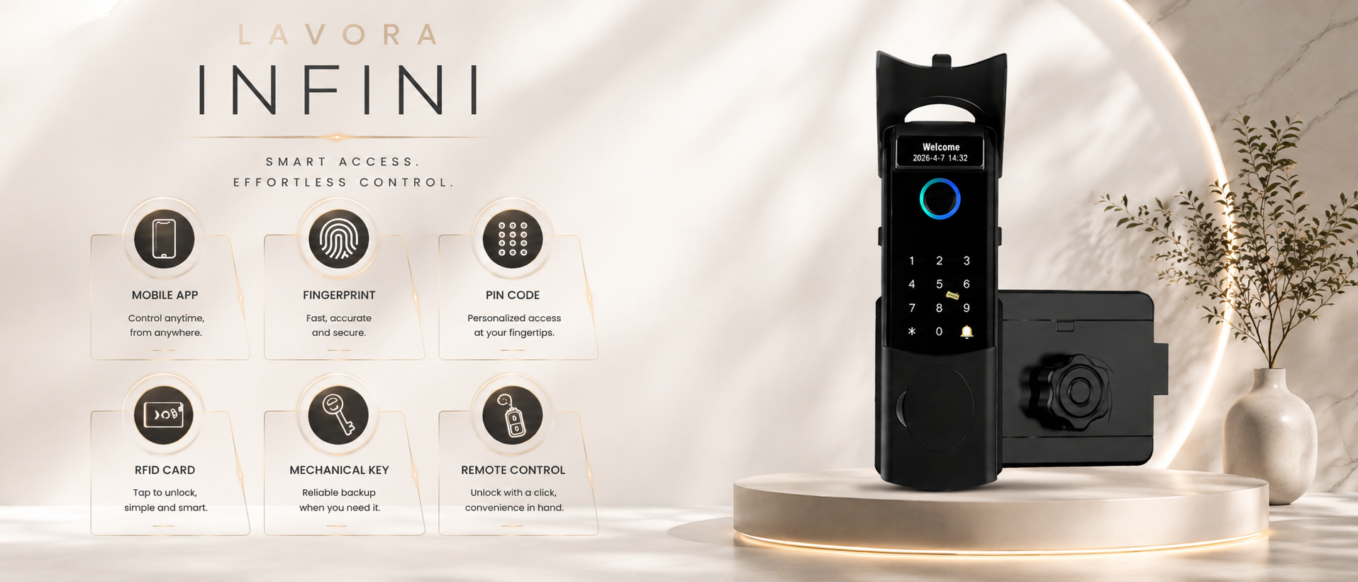 LAVORA INFINI Smart Lock | App Control, Fingerprint & Remote Unlock
