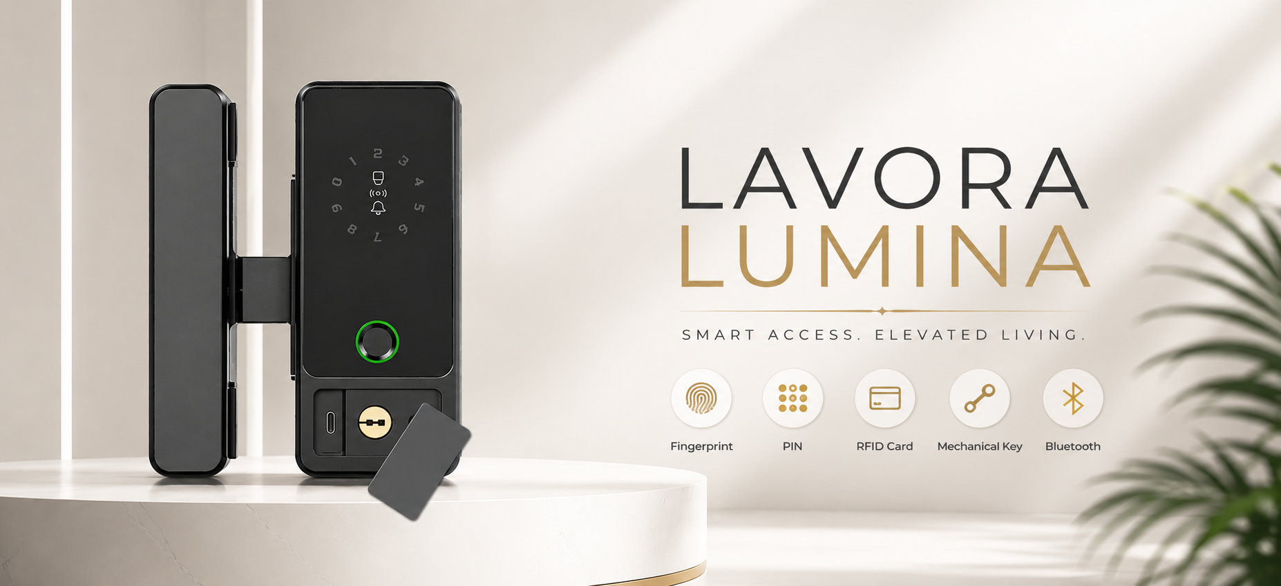 LAVORA LUMINA Smart Glass Door Lock | Remote Access & Fingerprint Security