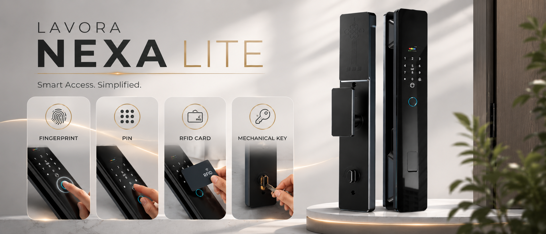 LAVORA NEXA LITE Smart Lock | Fingerprint, PIN, RFID & Key Access