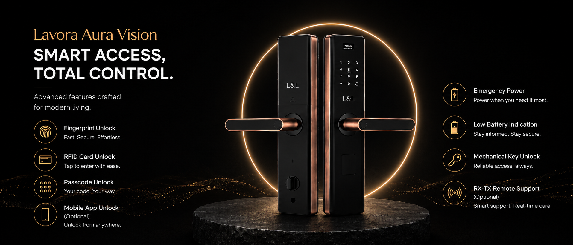 LAVORA AURA VISION Smart Lock | Fingerprint, PIN & RFID Security