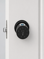 Lavora Heaven H2 smart door lock installed on a door, with bluetooth fingerprint