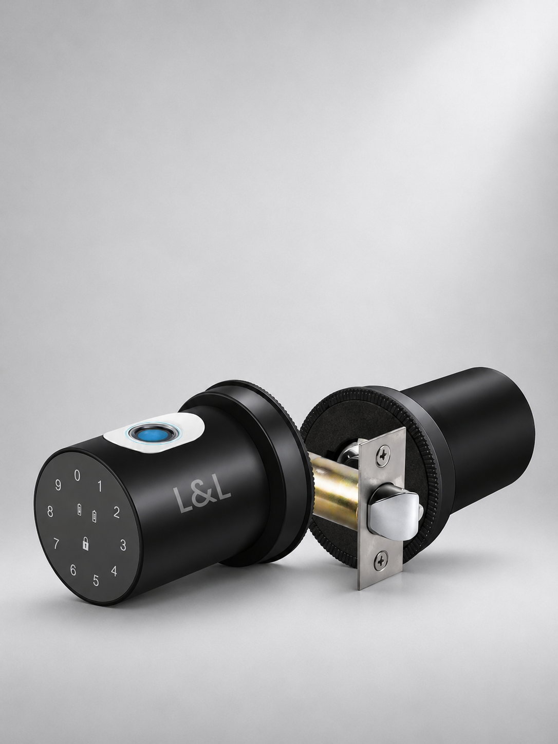 Lavora Heaven H2 smart door lock at an angle, showing bluetooth fingerprint