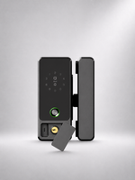 Lavora Lumina smart glass door lock with remote access and fingerprint security, front view