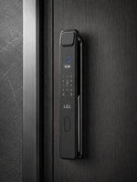 Lavora Nexa smart door lock installed on a dark wood door