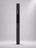 Lavora Vertica black slim smart door lock shown at an angle
