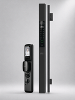 Lavora Vertica black slim smart door lock, exterior and interior panels side by side