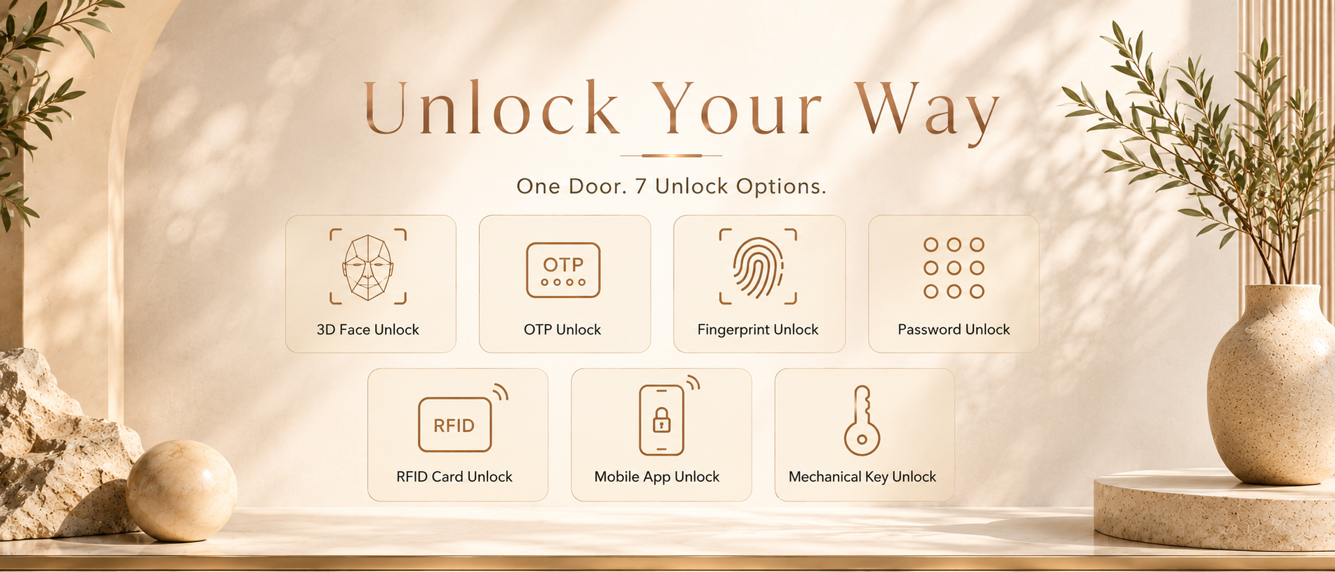 LAVORA EDGE Smart Lock | Fingerprint & App Control for Aluminium Doors