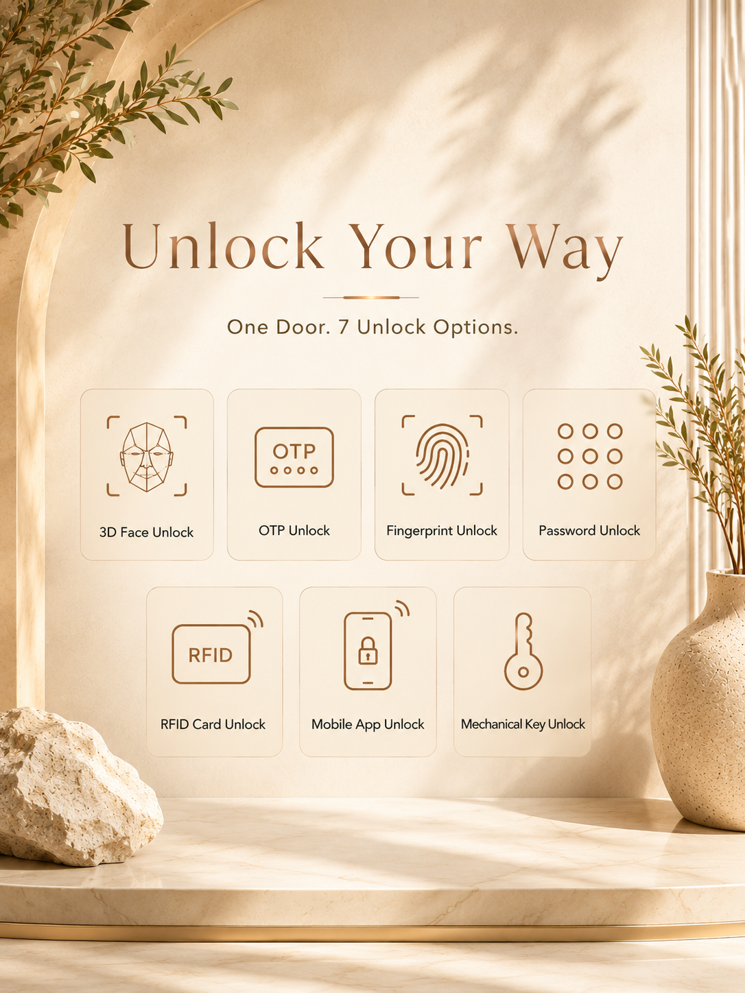LAVORA EDGE Smart Lock | Fingerprint & App Control for Aluminium Doors