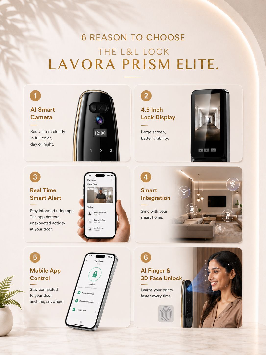 LAVORA PRISM ELITE Smart Lock | Palm Vein Security & Smart Video Monitoring