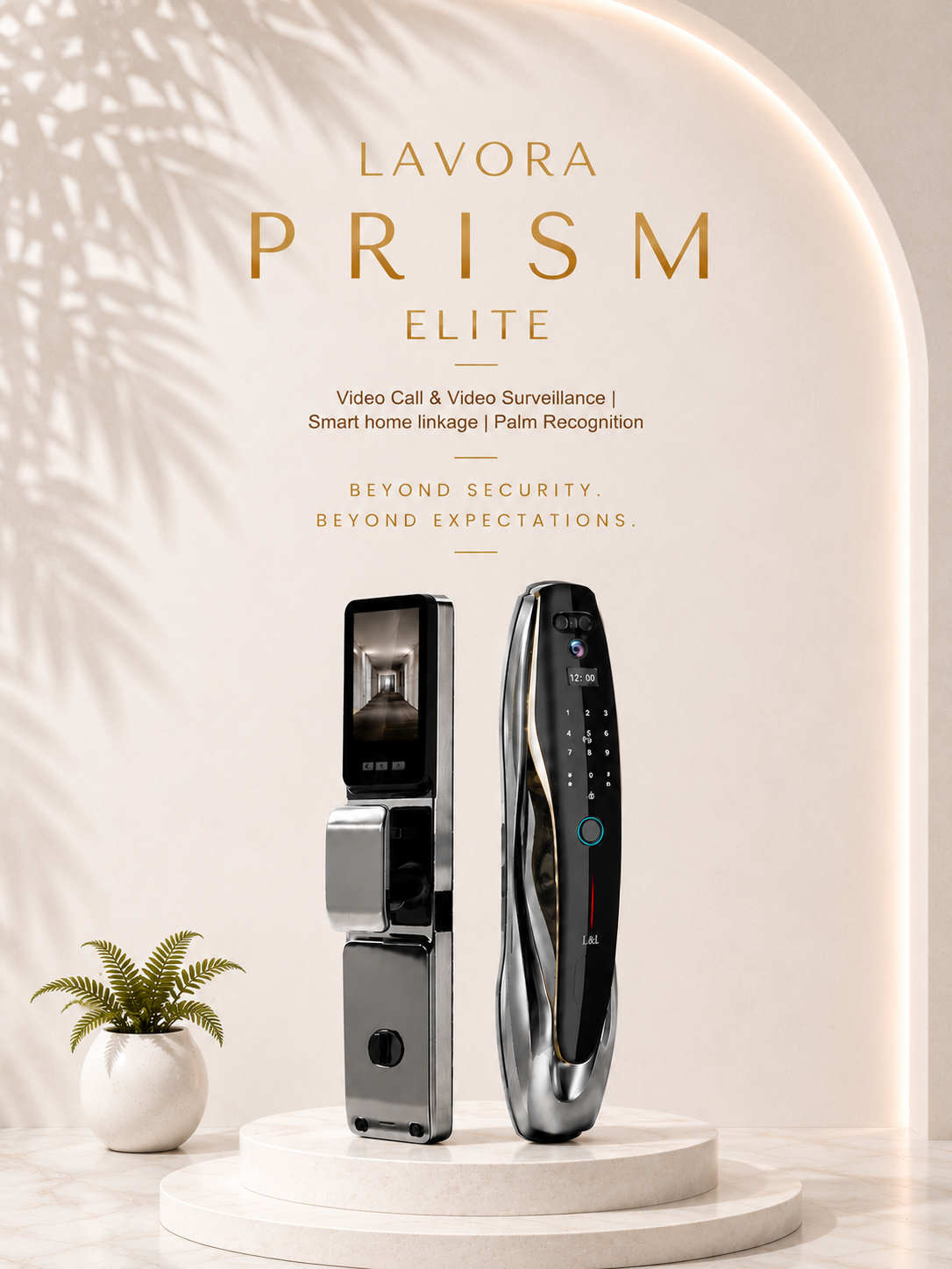 LAVORA PRISM ELITE Smart Lock | Palm Vein Security & Smart Video Monitoring