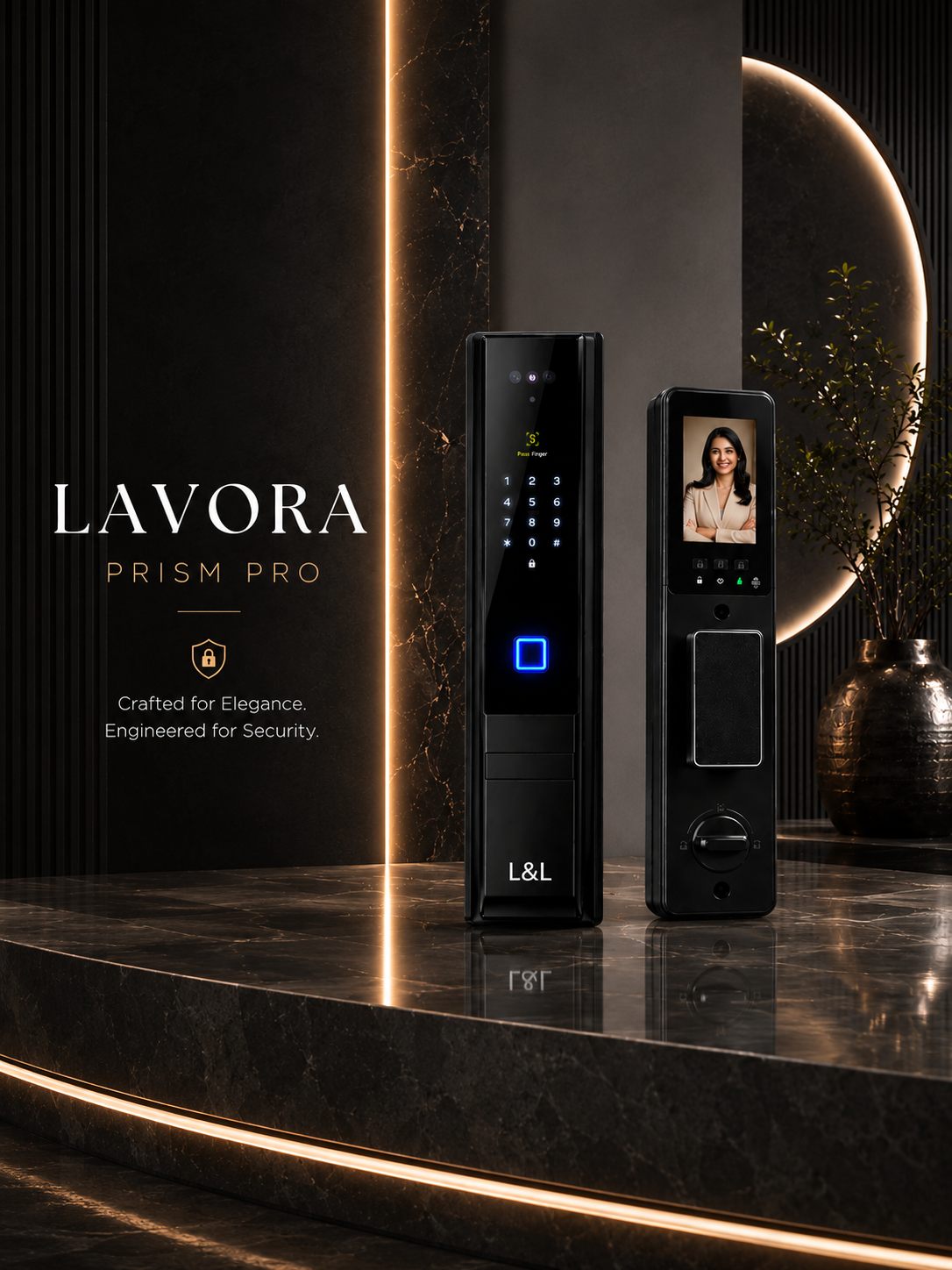 LAVORA PRISM PRO Smart Lock | AI Face Recognition, Palm Vein &amp; Video Calling
