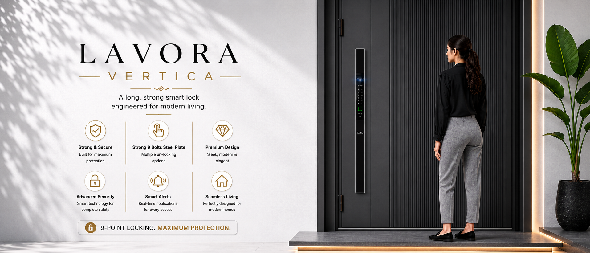 LAVORA VERTICA Smart Lock | Vertical Design with Face & Palm Vein Access