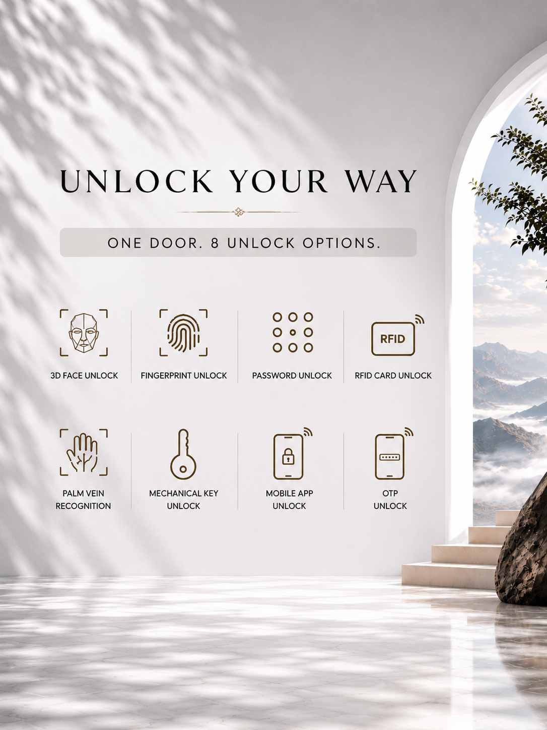 LAVORA VERTICA Smart Lock | Vertical Design with Face & Palm Vein Access