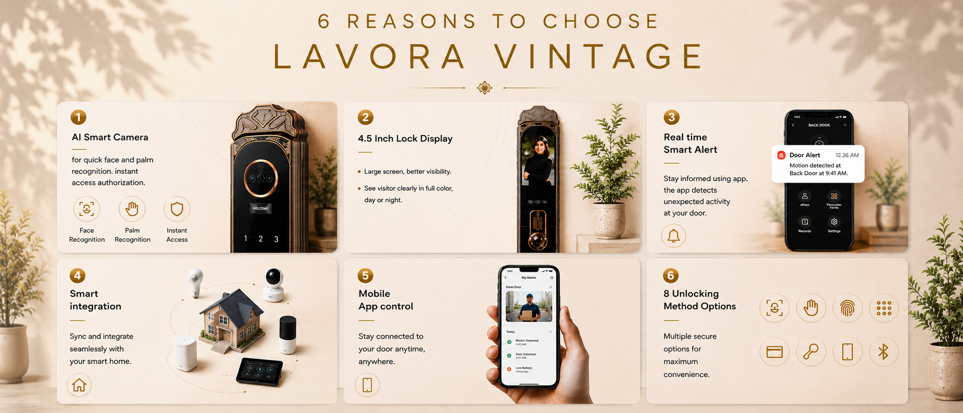 LAVORA VINTAGE Smart Lock | Classic Design with Palm Vein Security