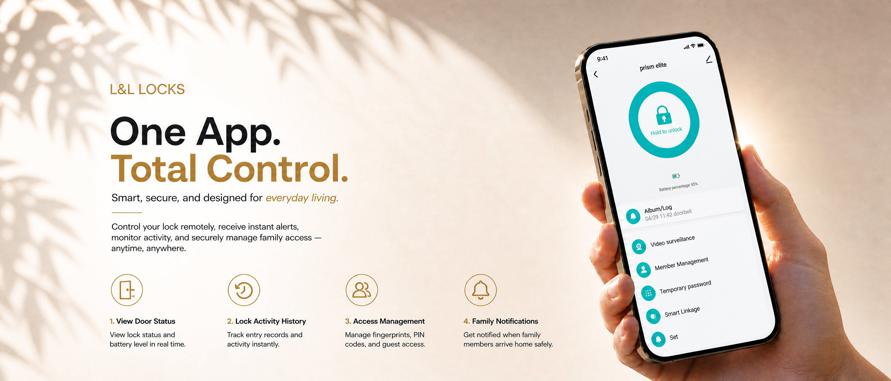 LAVORA EDGE Smart Lock | Fingerprint & App Control for Aluminium Doors