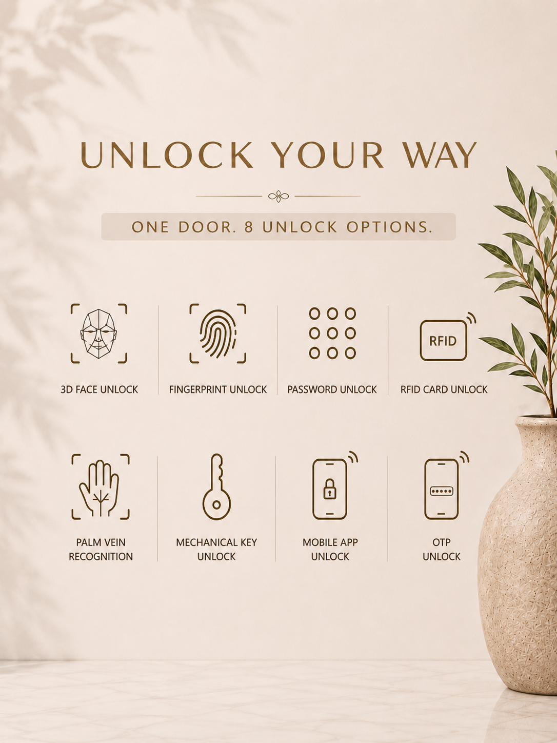 LAVORA VINTAGE Smart Lock | Classic Design with Palm Vein Security